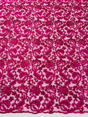 Metallic Corded Lace Design Embroidered Lace Fabric - Metallic Floral Sequins, 54" Width (1 Yard)