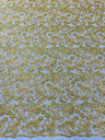 Metallic Corded Lace Design Embroidered Lace Fabric - Metallic Floral Sequins, 54" Width (1 Yard)