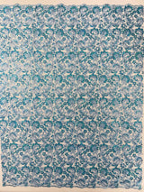 Metallic Corded Lace Design Embroidered Lace Fabric - Metallic Floral Sequins, 54" Width (1 Yard)