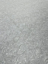 Metallic Corded Lace Design Embroidered Lace Fabric - Metallic Floral Sequins, 54" Width (1 Yard)