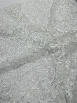 Metallic Corded Lace Design Embroidered Lace Fabric - Metallic Floral Sequins, 54" Width (1 Yard)