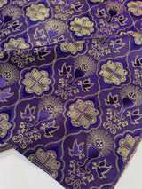 Metallic Cross Challis Jacquard Fabric - Green/Gold, Purple/Gold, Red/Gold, 58" Width (1 Yard)