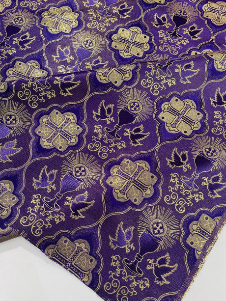 Metallic Cross Challis Jacquard Fabric - Green/Gold, Purple/Gold, Red/Gold, 58" Width (1 Yard)
