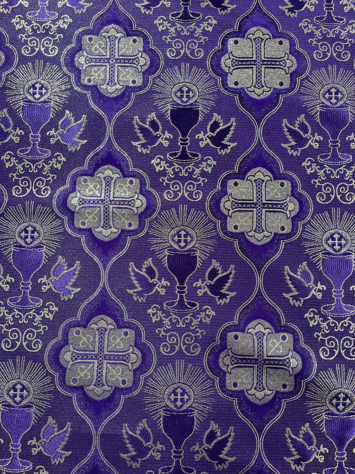 Metallic Cross Challis Jacquard Fabric - Green/Gold, Purple/Gold, Red/Gold, 58" Width (1 Yard)