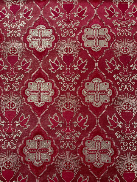 Metallic Cross Challis Jacquard Fabric - Green/Gold, Purple/Gold, Red/Gold, 58" Width (1 Yard)