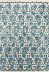 Metallic Floral Lace Design Embroidered Polyester Fabric - Floral Lace, 54" Width (1 Yard)