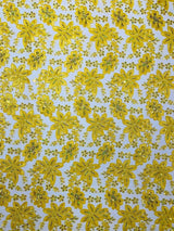 Metallic Floral Lace Design Embroidered Polyester Fabric - Floral Lace, 54" Width (1 Yard)