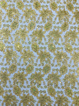Metallic Floral Lace Design Embroidered Polyester Fabric - Floral Lace, 54" Width (1 Yard)
