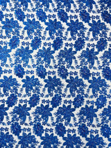 Metallic Floral Lace Design Embroidered Polyester Fabric - Floral Lace, 54" Width (1 Yard)