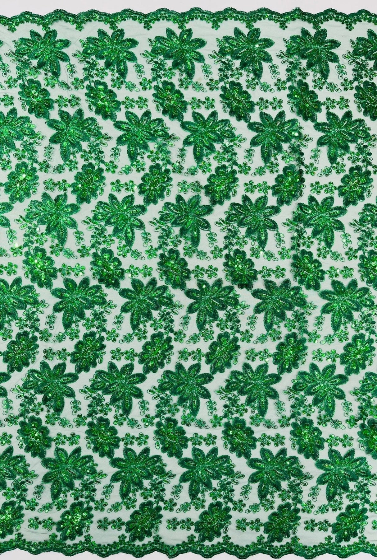 Metallic Floral Lace Design Embroidered Polyester Fabric - Floral Lace, 54" Width (1 Yard)