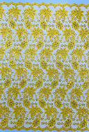 Metallic Floral Lace Design Embroidered Polyester Fabric - Floral Lace, 54" Width (1 Yard)