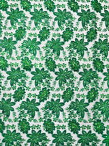 Metallic Floral Lace Design Embroidered Polyester Fabric - Floral Lace, 54" Width (1 Yard)