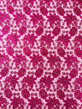 Metallic Floral Lace Design Embroidered Polyester Fabric - Floral Lace, 54" Width (1 Yard)