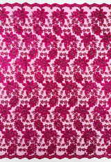 Metallic Floral Lace Design Embroidered Polyester Fabric - Floral Lace, 54" Width (1 Yard)