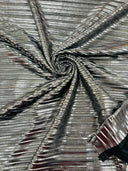 Metallic Foil Accordion Design Polyester Spandex Fabric - Metallic Pleated Texture, 58" Width (1 Yard)