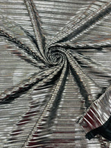 Metallic Foil Accordion Design Polyester Spandex Fabric - Metallic Pleated Texture, 58" Width (1 Yard)