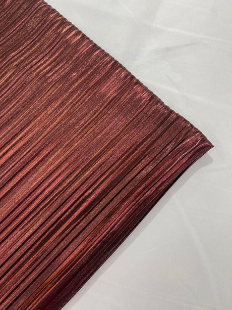 Metallic Foil Accordion Design Polyester Spandex Fabric - Metallic Pleated Texture, 58" Width (1 Yard)