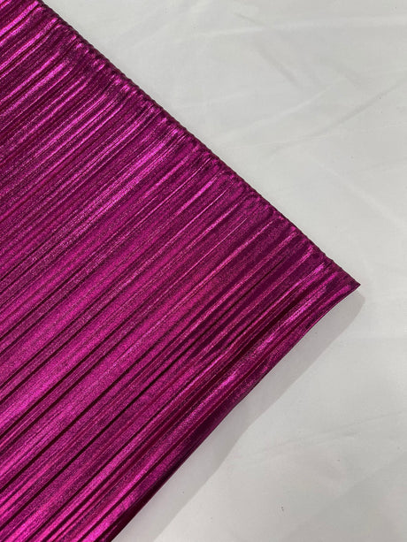 Metallic Foil Accordion Design Polyester Spandex Fabric - Metallic Pleated Texture, 58" Width (1 Yard)
