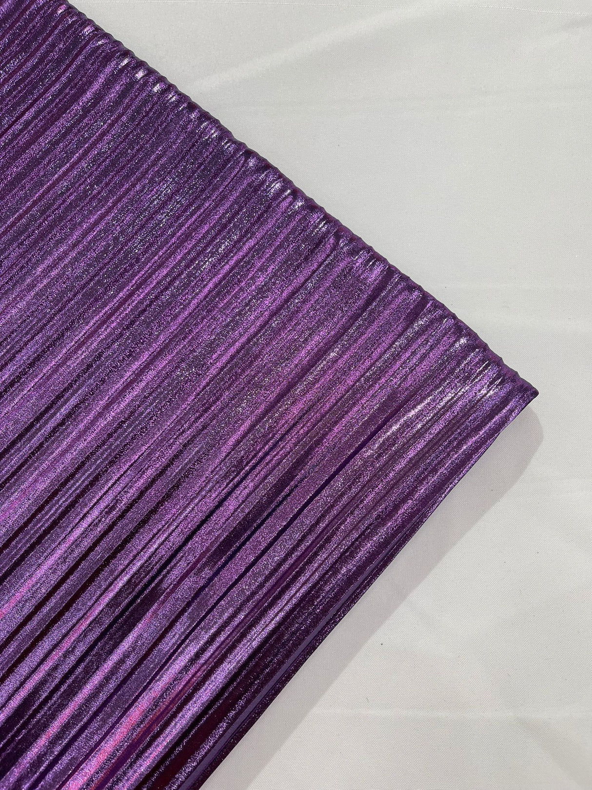 Metallic Foil Accordion Design Polyester Spandex Fabric - Metallic Pleated Texture, 58" Width (1 Yard)