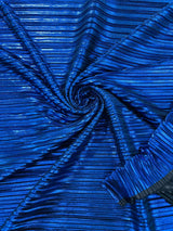 Metallic Foil Accordion Design Polyester Spandex Fabric - Metallic Pleated Texture, 58" Width (1 Yard)
