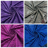Metallic Foil Accordion Design Polyester Spandex Fabric - Metallic Pleated Texture, 58" Width (1 Yard)