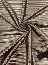 Metallic Foil Accordion Design Polyester Spandex Fabric - Metallic Pleated Texture, 58" Width (1 Yard)