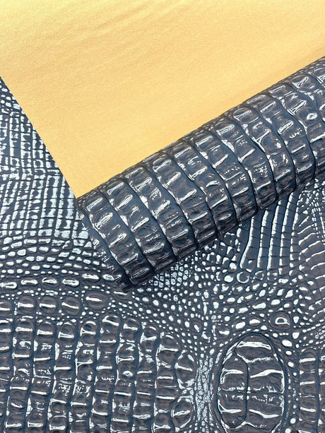 Metallic Gator Vinyl Fabric - Metallic Alligator Texture, 54" Width (1 Yard)