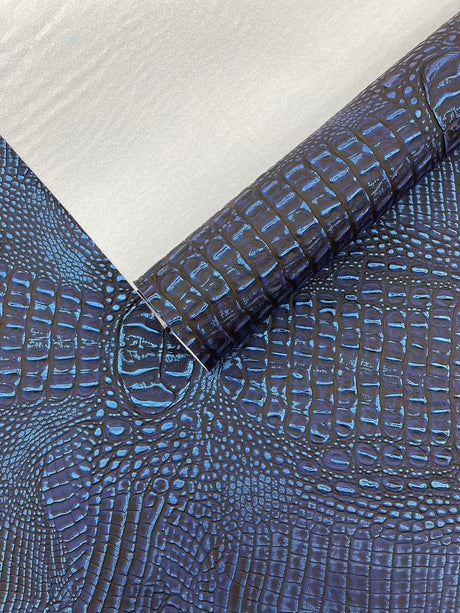 Metallic Gator Vinyl Fabric - Metallic Alligator Texture, 54" Width (1 Yard)