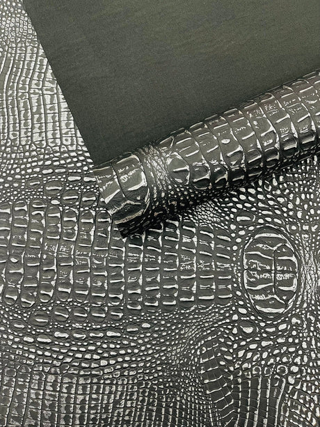 Metallic Gator Vinyl Fabric - Metallic Alligator Texture, 54" Width (1 Yard)