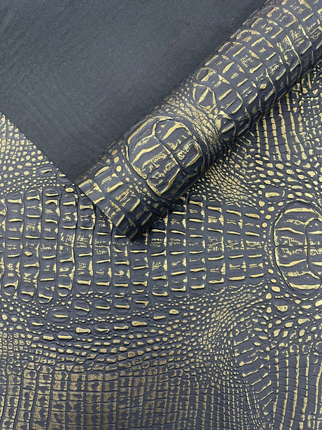 Metallic Gator Vinyl Fabric - Metallic Alligator Texture, 54" Width (1 Yard)