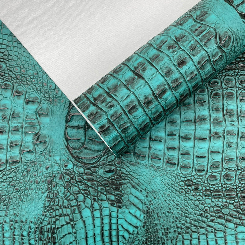 Metallic Gator Vinyl Fabric - Metallic Alligator Texture, 54" Width (1 Yard)