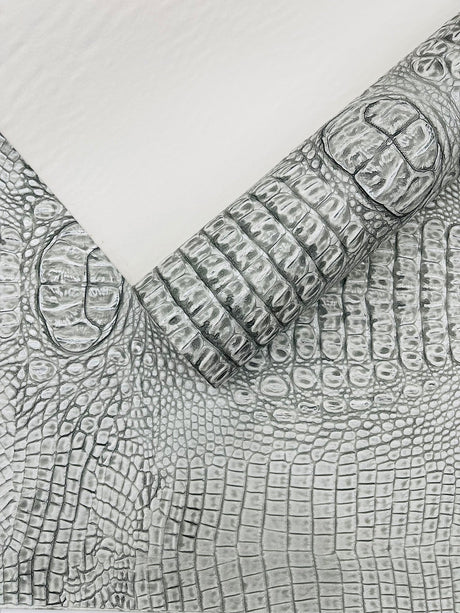 Metallic Gator Vinyl Fabric - Metallic Alligator Texture, 54" Width (1 Yard)