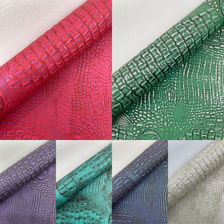 Metallic Gator Vinyl Fabric - Metallic Alligator Texture, 54" Width (1 Yard)
