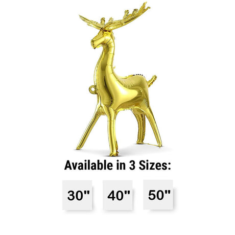Foil Balloon Metallic Gold 3D Standing Reindeer