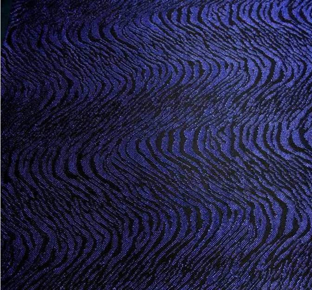 Metallic Jacquard Swing Knit Polyester Nylon Fabric - Black/Royal Metallic Jacquard, 58/60" Width