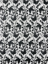 Metallic Lace Fabric - Embroidered Butterfly Vines With Sequins, 54" Width (1 Yard)