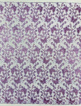 Metallic Lace Fabric - Embroidered Butterfly Vines With Sequins, 54" Width (1 Yard)