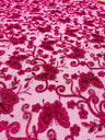 Metallic Lace Fabric - Embroidered Butterfly Vines With Sequins, 54" Width (1 Yard)