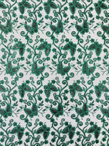 Metallic Lace Fabric - Embroidered Butterfly Vines With Sequins, 54" Width (1 Yard)