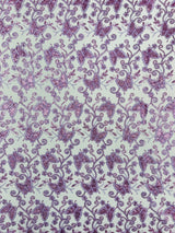 Metallic Lace Fabric - Embroidered Butterfly Vines With Sequins, 54" Width (1 Yard)