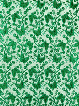 Metallic Lace Fabric - Embroidered Butterfly Vines With Sequins, 54" Width (1 Yard)