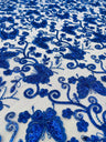 Metallic Lace Fabric - Embroidered Butterfly Vines With Sequins, 54" Width (1 Yard)