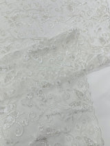 Metallic Lace Fabric - Embroidered Butterfly Vines With Sequins, 54" Width (1 Yard)