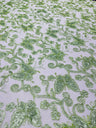 Metallic Lace Fabric - Embroidered Butterfly Vines With Sequins, 54" Width (1 Yard)