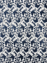 Metallic Lace Fabric - Embroidered Butterfly Vines With Sequins, 54" Width (1 Yard)