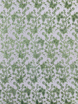 Metallic Lace Fabric - Embroidered Butterfly Vines With Sequins, 54" Width (1 Yard)