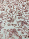 Metallic Lace Fabric - Embroidered Butterfly Vines With Sequins, 54" Width (1 Yard)