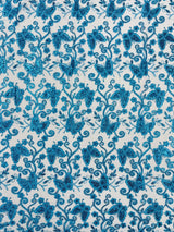Metallic Lace Fabric - Embroidered Butterfly Vines With Sequins, 54" Width (1 Yard)