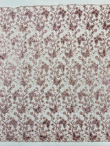 Metallic Lace Fabric - Embroidered Butterfly Vines With Sequins, 54" Width (1 Yard)