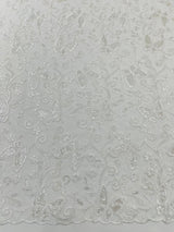 Metallic Lace Fabric - Embroidered Butterfly Vines With Sequins, 54" Width (1 Yard)